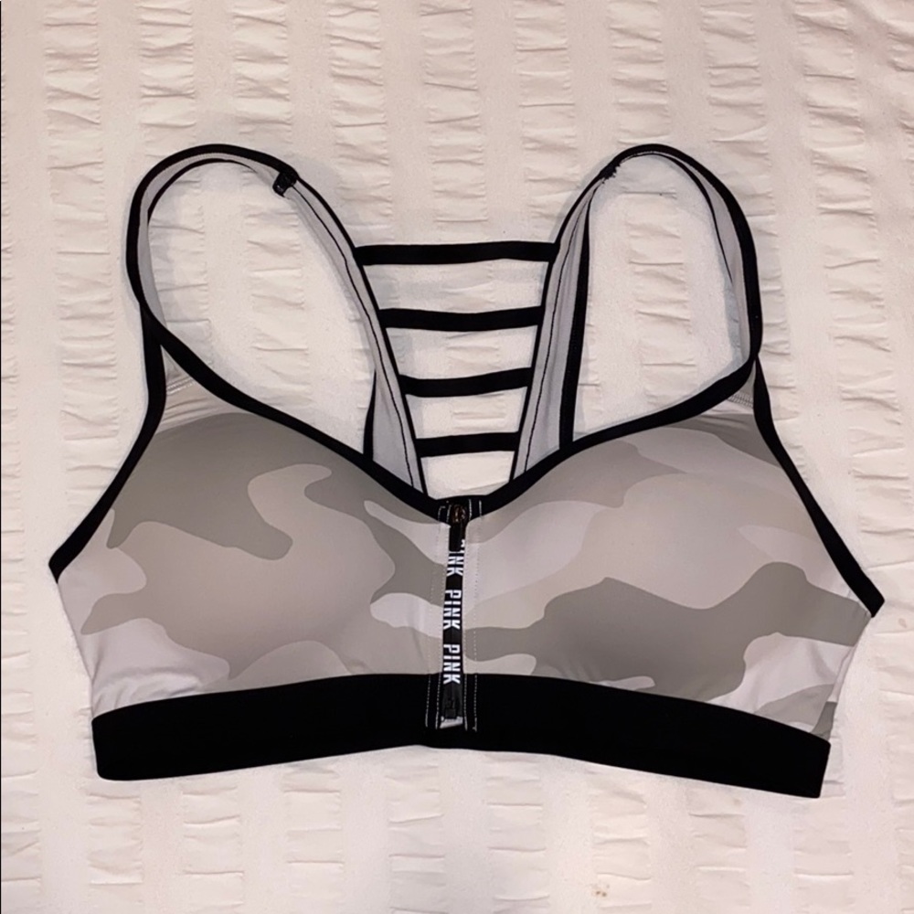 Gray camo Victoria’s Secret racerback sports bra